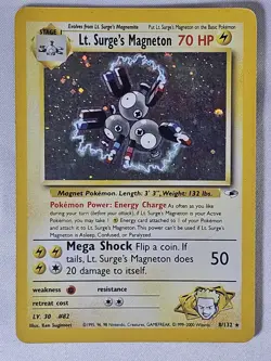 Lt. Surge's Magneton 8/132 Holo Gym Heroes Vintage Pokemon 2000 - MP - Image 1