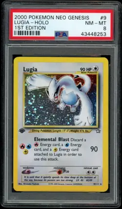 2000 Pokemon Neo Genesis 1st Edition Holo Lugia #9 PSA 8 NM-MT - Image 1