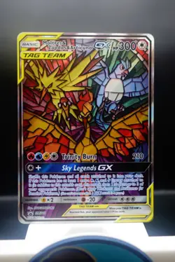 Pokemon TCG Moltres Zapdos Articuno GX SM210 Stained Glass Promos Holo - Image 2