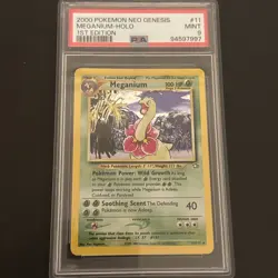 2000 POKEMON NEO GENESIS 1ST EDITION #11 MEGANIUM-HOLO PSA 9 *PSA MISPRINT* - Image 1