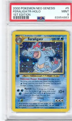 2000 Pokemon Neo Genesis 1st Edition Feraligatr - Holo #5 PSA Mint 9 - Image 1