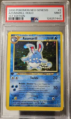 2000 Pokemon American 1st Edition Neo Genesis AZUMARILL - HOLO PSA-9 - Image 1