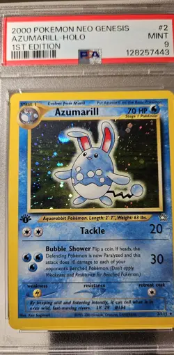 2000 Pokemon American 1st Edition Neo Genesis AZUMARILL - HOLO PSA-9 - Image 2