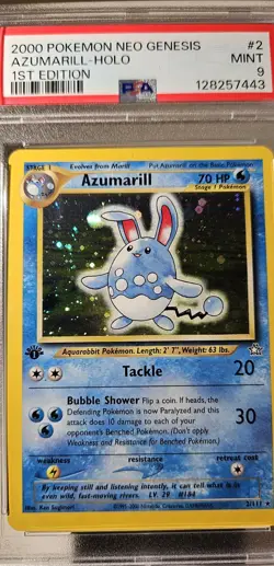 2000 Pokemon American 1st Edition Neo Genesis AZUMARILL - HOLO PSA-9 - Image 3