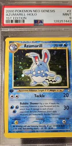 2000 Pokemon American 1st Edition Neo Genesis AZUMARILL - HOLO PSA-9 - Image 4