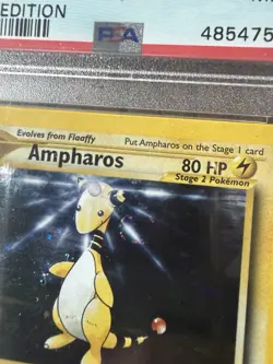 2000 Pokemon Neo Genesis Ampharos 1st Edition Holo Rare #1 PSA 9 Mint w/ Swirl - Image 3