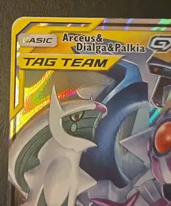 2019 Pokemon Sun Moon Cosmic Eclipse Arceus Dialga Palkia Tag Team Holo #156/236 - Image 2