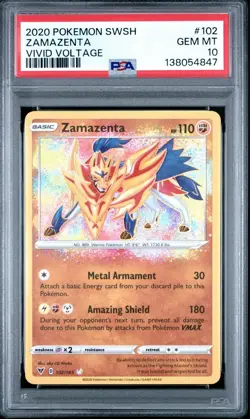 Zamazenta 2020 Pokemon Sword & Shield Vivid Voltage #102 Vivid Voltage PSA 10 - Image 1