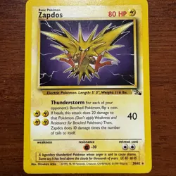 1995 Pokemon Trading Card Game Zapdos 30/62 Rare Card NM Condition - Image 1