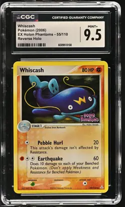 CGC 9.5 Whiscash EX Holon Phantoms 55/110 Reverse Holo Stamped Pokemon Card - Image 1