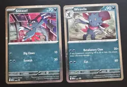 Sneasel MEP 020 Weavile MEP 021 Black Star Cosmo Holo Promo Pokemon TCG NM - Image 1