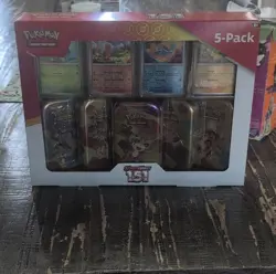Pokemon Scarlet & Violet 151 Mini Tin 5-Pack Box Booster Exclusive 2023 - Image 1