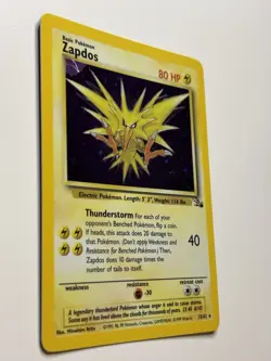 1999 POKEMON FOSSIL CORNER HOLO ERROR #15 ZAPDOS HOLO RARE LP - Image 2