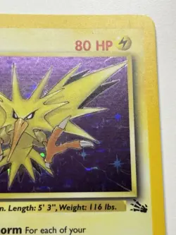 1999 POKEMON FOSSIL CORNER HOLO ERROR #15 ZAPDOS HOLO RARE LP - Image 4