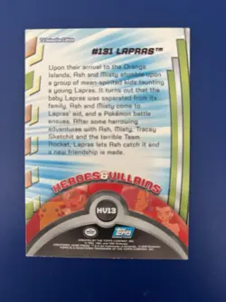 2000 TOPPS POKEMON TV ANIMATION SERIES 3 HEROES & VILLAINS HV13 LAPRAS - Image 2