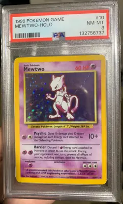 1999 Pokemon Game Mewtwo #10 Holo PSA 8 - Image 1