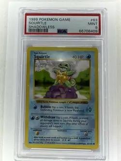 Pokemon TCG Squirtle 1999 Base Set Card 63/102 Regular Shadowless PSA 9 Mint - Image 1