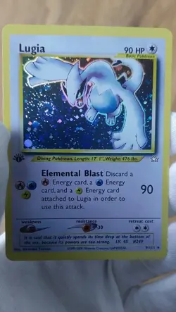Lugia Pokemon 1st Edition Neo Genesis 009/111 Holo Vintage English Artcard/Deko. - Image 1
