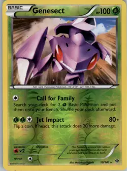 Genesect 10/101 Reverse Holo Rare Pokemon Card BW Plasma Blast Played - Image 1