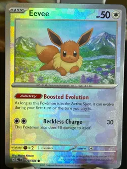 POKEMON EEVEE 074/131 COMMON HOLOFOIL POKEBALL PRISMATIC EVOLUTIONS NM CARD - Image 1
