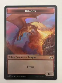4X FOIL MTG Tarkir Dragonstorm TOKEN Dragon #0011 Warrior #0013 PLAYSET FOIL - Image 2