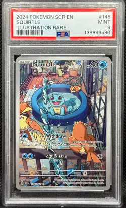 2024 Pokemon EN STELLAR CROWN ILLUSTRATION RARE #148 Squirtle PSA 9 - Image 1