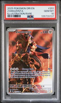 2025 POKEMON DRI EN-DESTINED RIVALS ILLUSTRATION RARE #201 ZAMAZENTA PSA 10 - Image 1