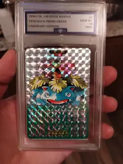 1996 Pokemon Japanese Bandai Carddass Vending Venusaur Green Prism #3 PSA 10 - Image 1