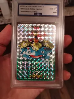 1996 Pokemon Japanese Bandai Carddass Vending Venusaur Green Prism #3 PSA 10 - Image 4