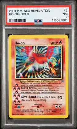2001 POKEMON NEO REVELATION #7 HO-OH-HOLO PSA 7 - Image 1