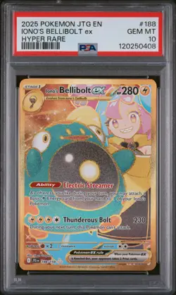 2025 POKEMON JTG EN-JOURNEY TOGETHER HYPER RARE #188 IONO'S BELLIBOLT EX PSA 10 - Image 1
