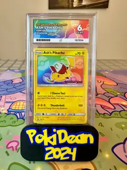 2017 Pokemon Black Star Promo Ash’s Pikachu SM108 | Ace Grading 6 EX-MT - Image 1