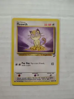 Pokemon TCG Meowth Base Set 2 80/130 Unlimited Common Card WOTC - Image 1