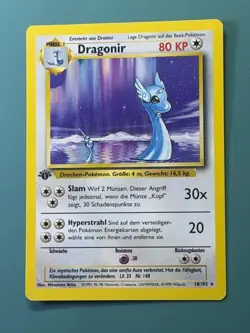 1st Edition German Dragonair 18/102 Dragonir Rare Pokemon Card Base Set - Image 1