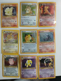 Vintage Pokemon Holo Lot 9 Cards HP/DMG Typhlosion Alakazam Dark Raichu +more - Image 1