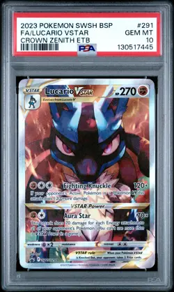 2023 POKEMON SWSH BLACK STAR PROMO #291 FULL ART/LUCARIO VSTAR PSA 10 - Image 1