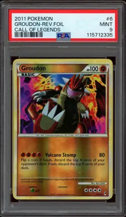 Pokemon PSA 9 Groudon 6/95 Heartgold & SoulSilver Call of Legends Reverse Holo - Image 1