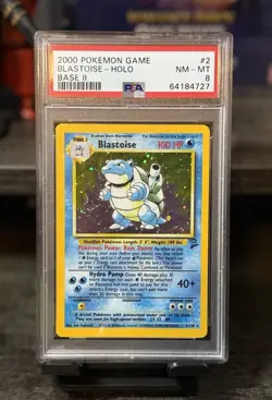 Pokemon 2000 Blastoise Holo Base Set 2 PSA 8 - Image 1