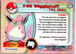 Topps Pokemon Wigglytuff #40 1999 TV Animation Edition Non Holo Blue Logo NM - Image 2