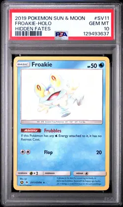 2019 POKEMON SUN & MOON HIDDEN FATES #SV11 FROAKIE-HOLO PSA 10 - Image 1