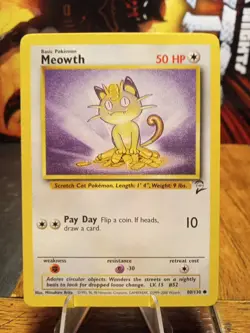 1999 Pokemon Base Set 2 Meowth #80 Extremely LP - Image 1