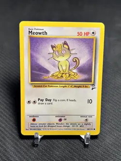 2000 Pokemon TCG Base Set 2 Meowth 80/130 Common - LP - Image 1