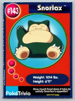 1999 Burger King Pokemon Master Trainer Collection Snorlax #143-VINTAGE HP - Image 1