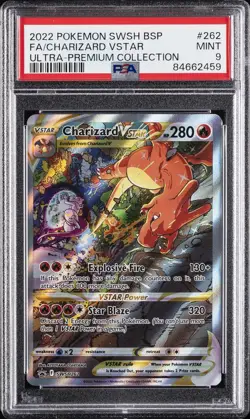 2022 POKEMON SWSH BLACK STAR PROMO #262 FULL ART/CHARIZARD VSTAR PSA 9 - Image 1