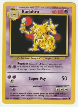 Base Set Pokemon TCG Kadabra #32/102 - LP - Image 1