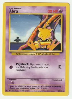 Base Set Pokemon TCG Abra #43/102 - LP - Image 1