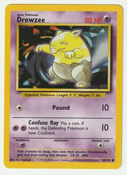 Base Set Pokemon TCG Drowzee #49/102 - LP - Image 1