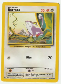 Base Set Pokemon TCG Rattata #61/102 - LP - Image 1