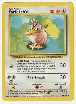 Base Set Pokemon TCG Farfetch'd #27/102 - MP - Image 1