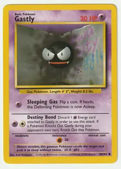 Base Set Pokemon TCG Gastly #50/102 - MP - Image 1